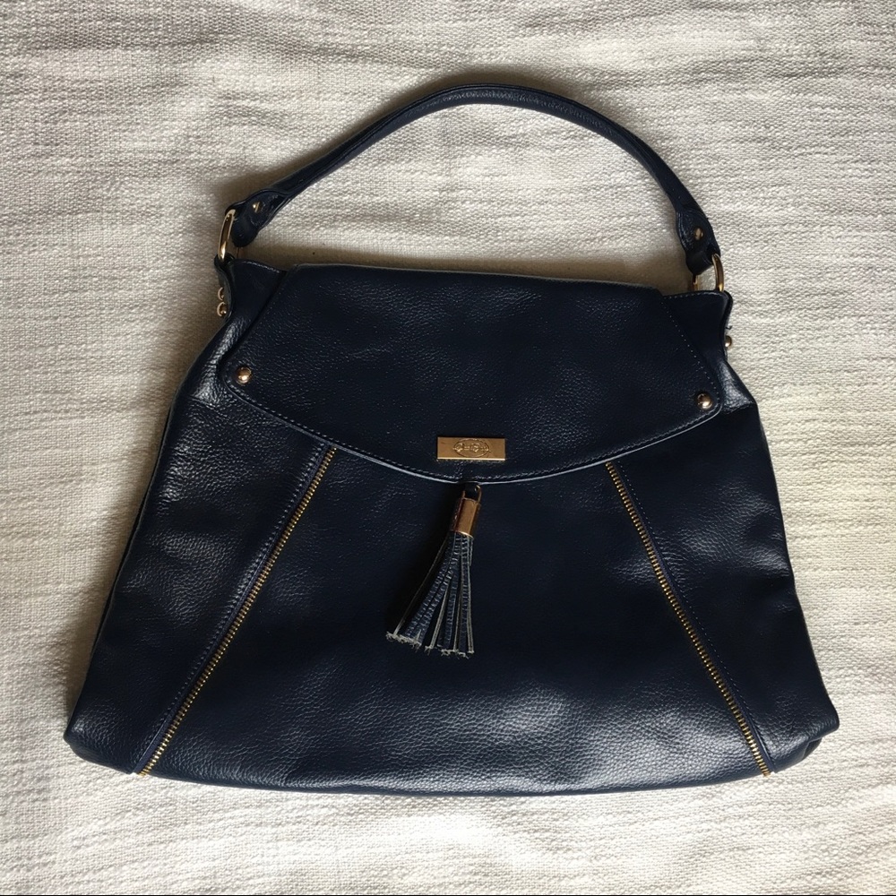 Onna Ehrlich Navy Pebble Leather Handbag